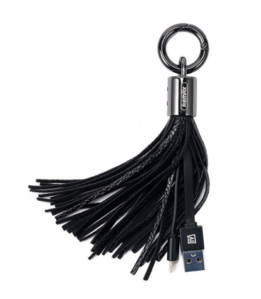 Porte clé chargeur Pompon Noir USB vers LIGHTNING