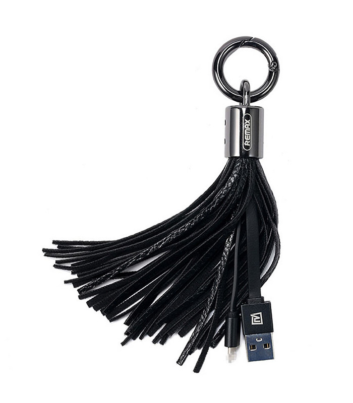 Porte clé chargeur Pompon Noir USB vers MICRO-USB