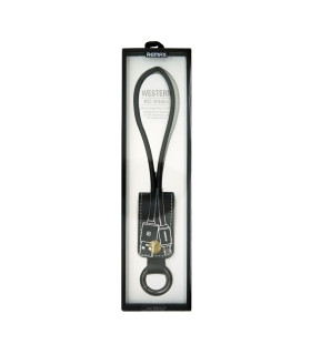 Porte clé chargeur cuir Noir USB / LIGHTNING
