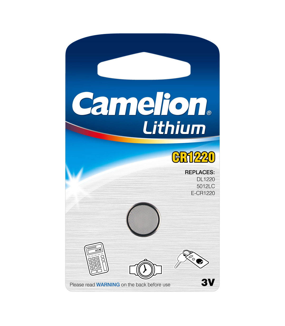 CR1220 3V Pile Lithium Camelion - Boite de 10 blisters individuels