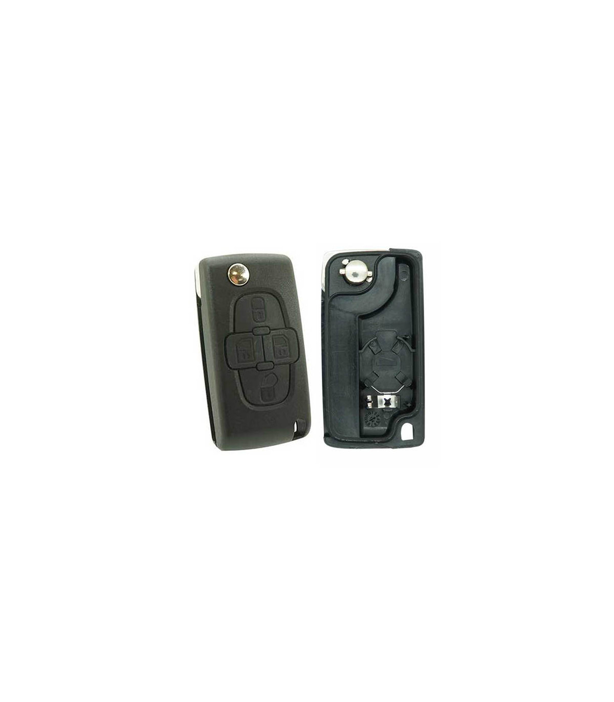 Coque Clé Remplacement Peugeot 807/1007, Citroën C8, Fiat Ulysse - 4 Boutons, Modèle CE0536, Lame HU83