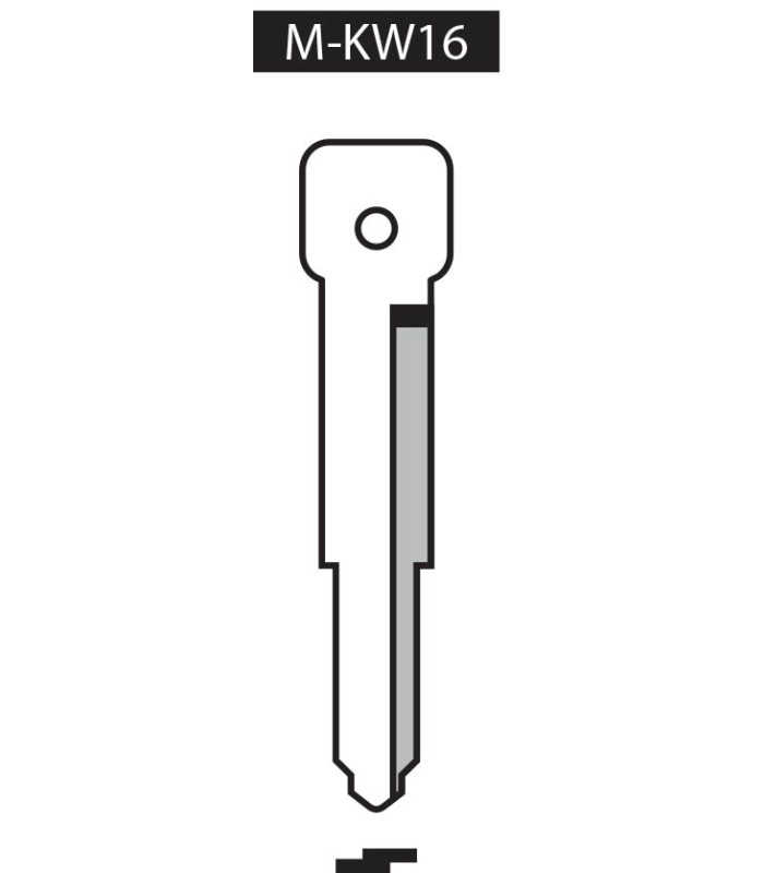 M-KW16, Ebauche pour clé à transpondeur profil KW16 M-KW16, Ebauche pour clé à transpondeur profil KW16