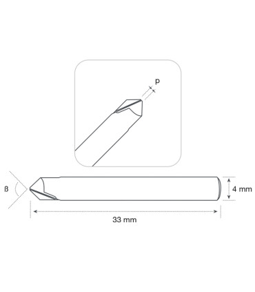F-4036 - Fraise à chanfreiner 2 tailles en carbure monobloc pour machines KEYLINE
