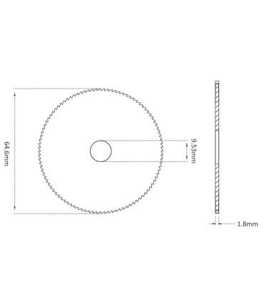 Fraise-scie 1 taille Ø 64,6 x 1,8 x Ø 9,53 en carbure monobloc pour Machines SILCA DELTA