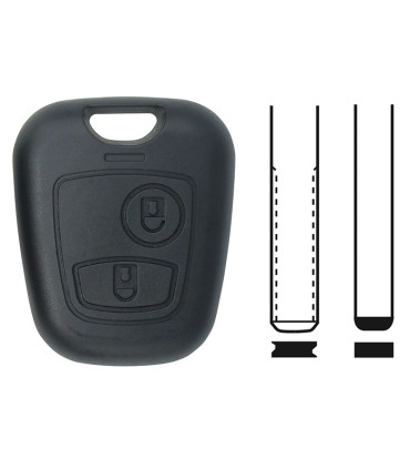 Coque de clé 2 boutons Peugeot 107, 307 Citroen Berlingo, C1 C2, C3.