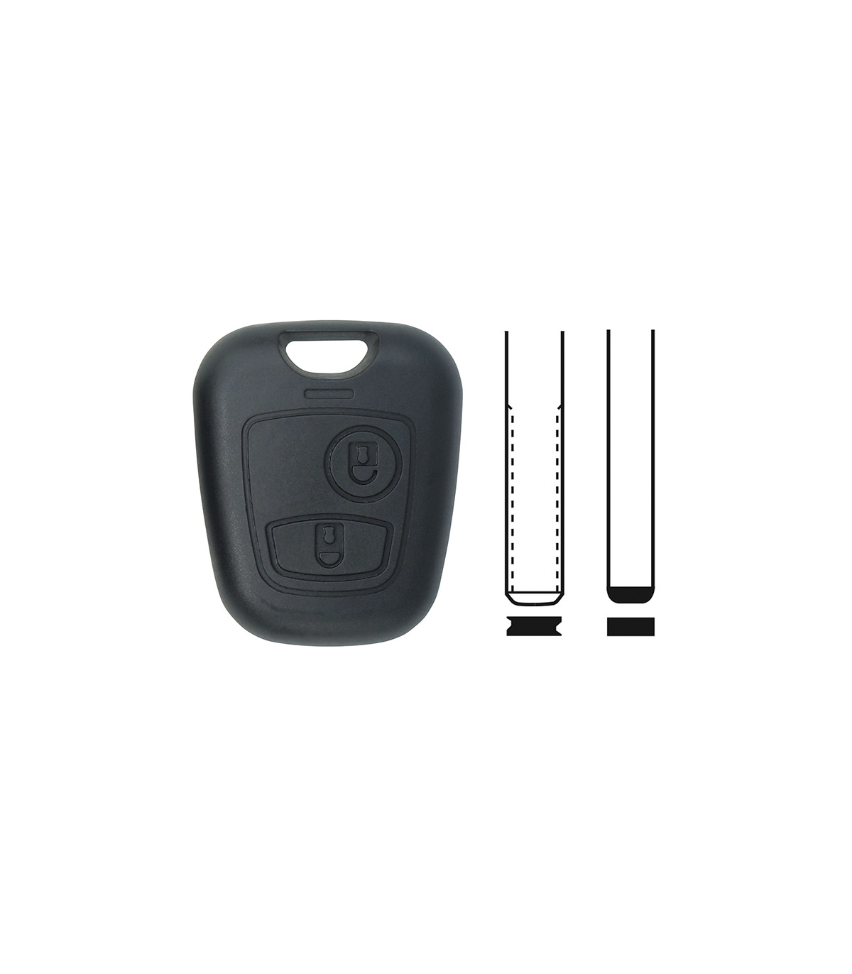 2 BOUTONS Boîtier Coque télécommande clé pour Peugeot 106 107 206 207 307  306 406 sans lame avec vis - Coques clés de voiture/Peugeot - energy01