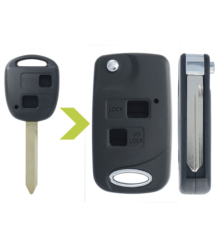 Coque clé modifiée 2 boutons Toyota, Yaris, Verso, Rav4, Land Cruiser, Auris Coque clé modifiée 2 boutons Toyota, Yaris, Verso, Rav4, Land Cruiser, Auris