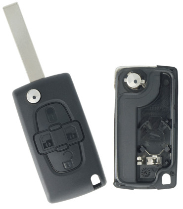 Coque de clé 4 boutons pour  Peugeot 807 (2005-2014) - Citroën C8 (2002-2014)