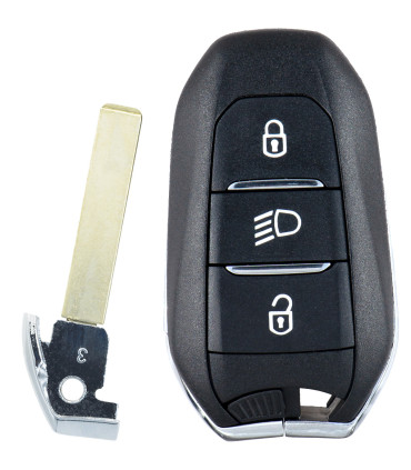 Télécommande Peugeot Citroen DS Mains libres 3 boutons transpondeur 4A et sa lame de secours