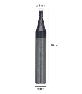 Fraise  à rainurer Ø 2.5 mm en carbure monobloc pour JMA Fraise  à rainurer Ø 2.5 mm en carbure monobloc pour JMA