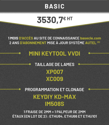 Pack "BASIC" programmation des clés automobiles