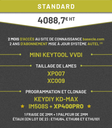 Pack "STANDARD" programmation des clés automobiles