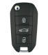 Coque de clé 3 boutons dont coffre 208  2008 308 3008 lame HU83